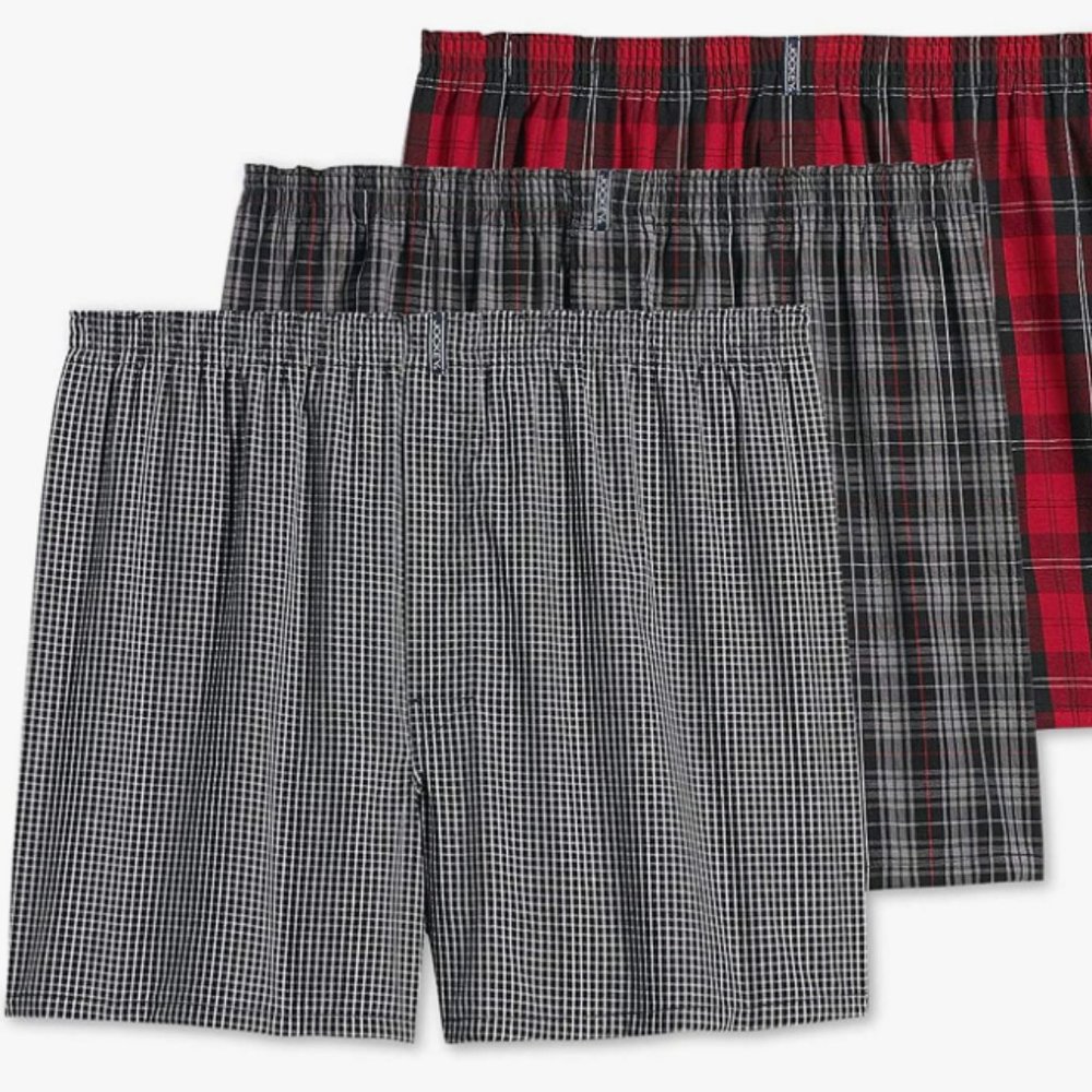 Jockey Classic 3 Pack Full Cut Woven Boxer Bruce/Ramsay XXL 2XL 44-46 Plaid NEW